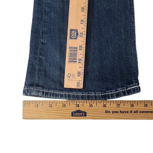 Maurices Thick Stitch Jeans Embroidered Women 7/8 34x31 Blue Bootcut Mid Rise * - Picture 15 of 15